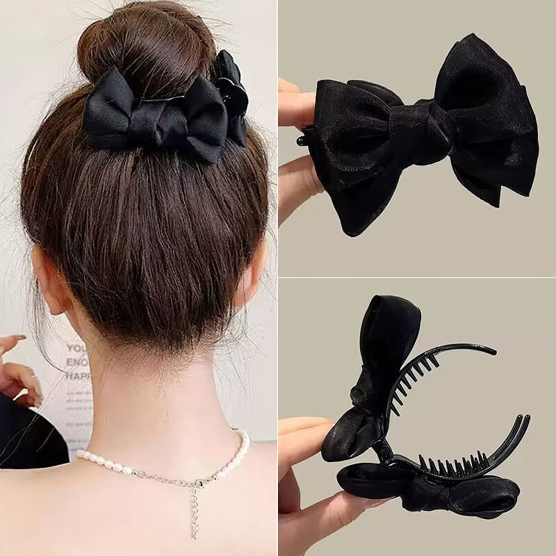 Elegant Bow Bun Grip Female Online Influencer