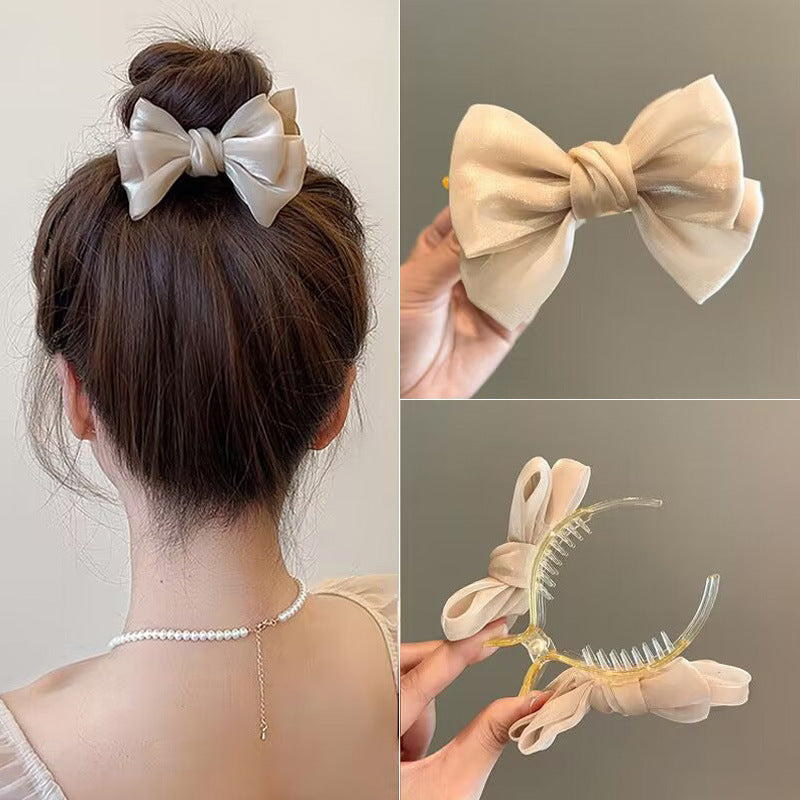 Elegant Bow Bun Grip Female Online Influencer