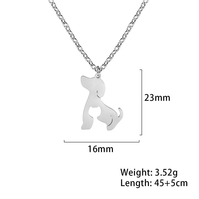 Unift Double Layer Stainless Steel Necklace For Woman Snake Chain Animal Bear Fox Dolphin Dog Pendant Fashion Jewelry Accessory