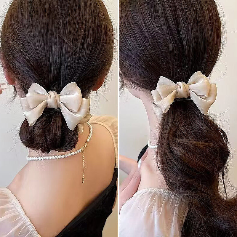 Elegant Bow Bun Grip Female Online Influencer