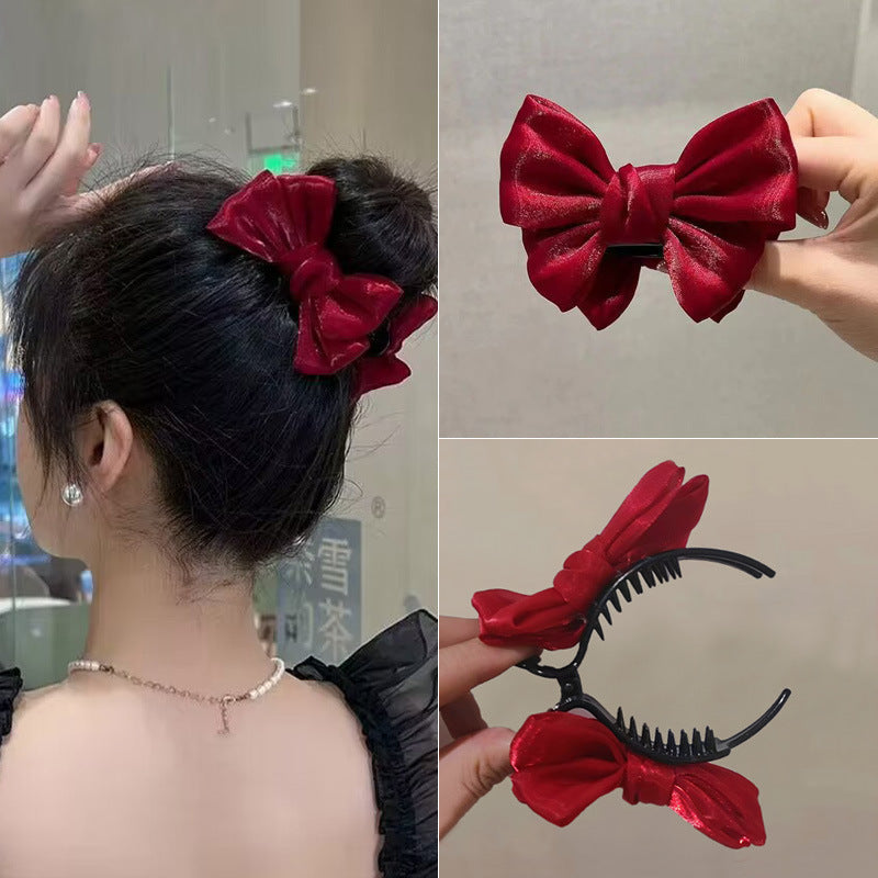 Elegant Bow Bun Grip Female Online Influencer